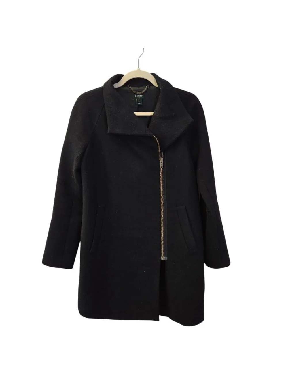 J. Crew Wool Blend Asymmetrical Zip Coat Size 0